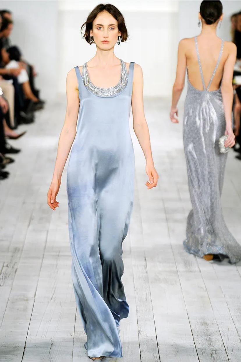 Ralph Lauren S/S 2010 lila Label blau ombre Seide rückenfrei Perlen Kleid Kleid 8 im Angebot 10