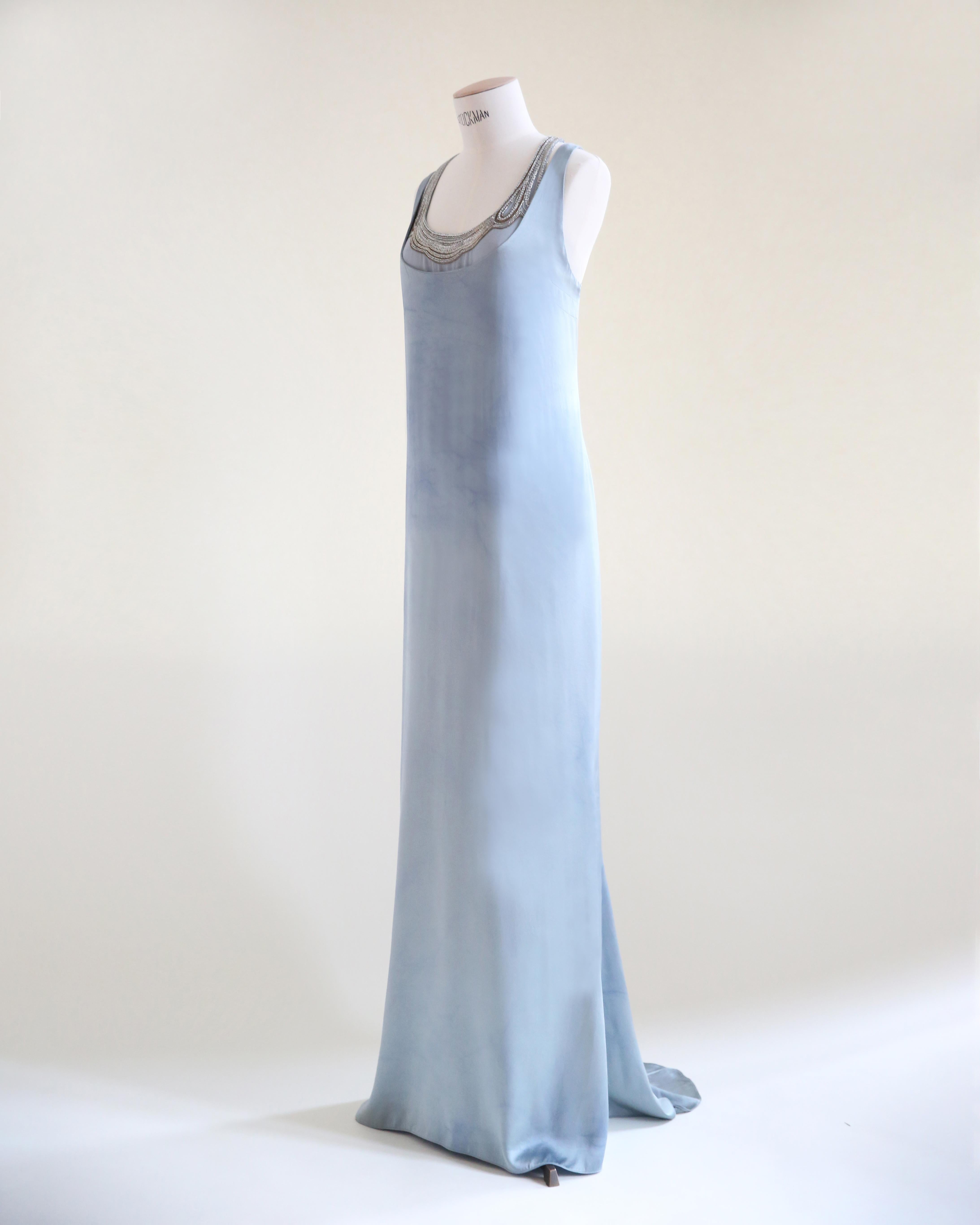 Ralph Lauren S/S 2010 lila Label blau ombre Seide rückenfrei Perlen Kleid Kleid 8 im Angebot 1
