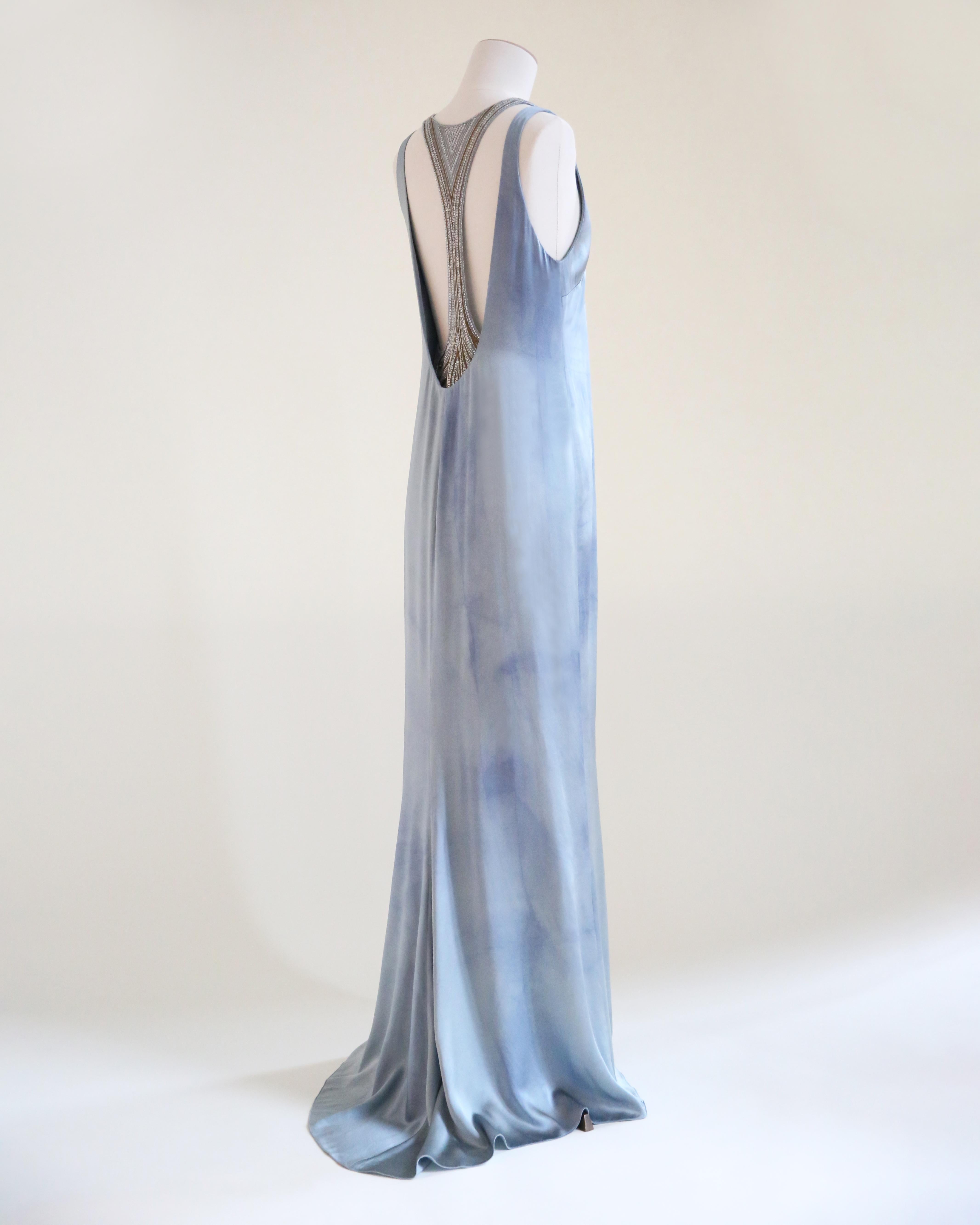 Ralph Lauren S/S 2010 lila Label blau ombre Seide rückenfrei Perlen Kleid Kleid 8 im Angebot 2