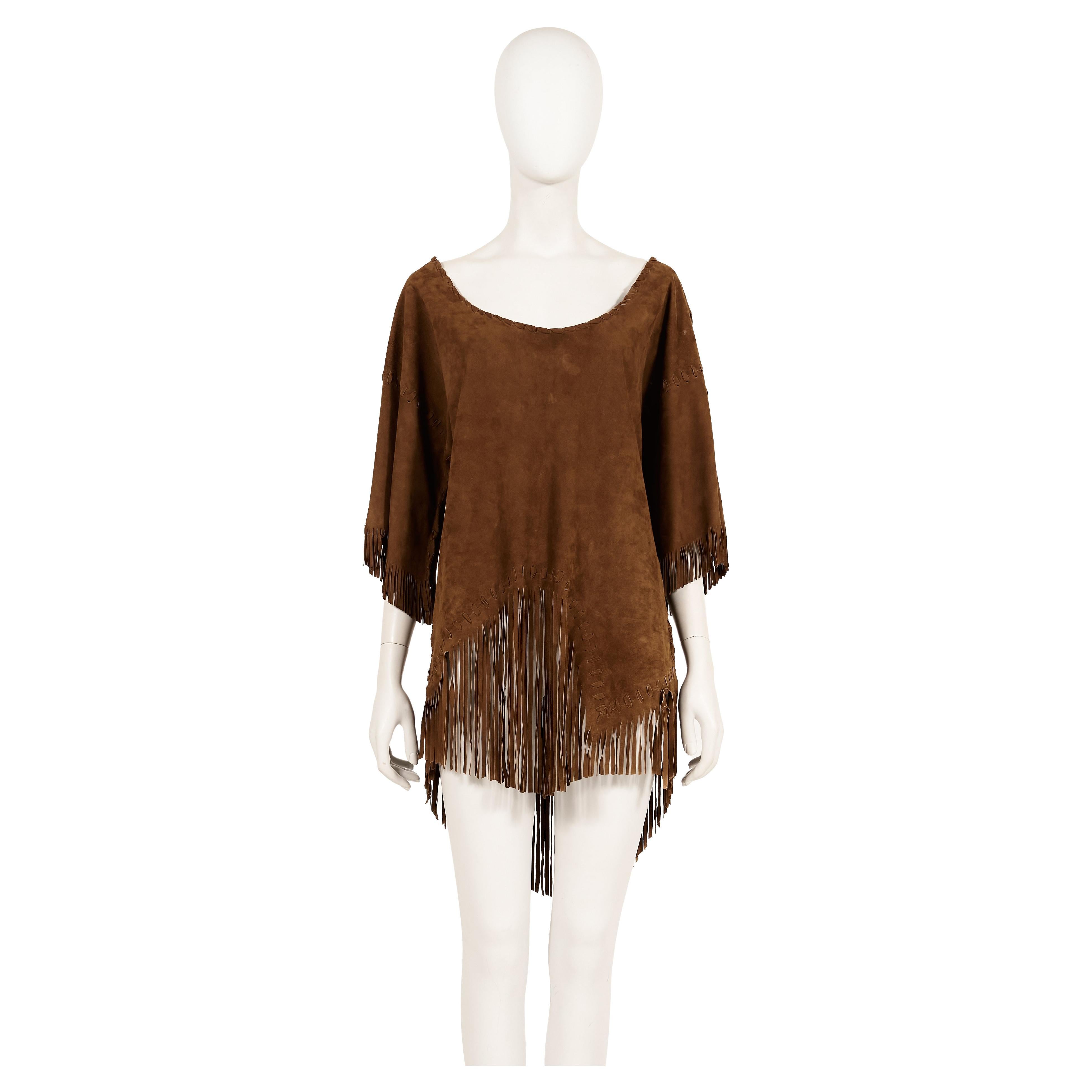 Ralph Lauren S/S 2011 brown suede asymmetrical fringe top