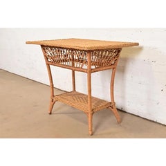 Ralph Lauren Safari Collection Organic Modern Woven Wicker Rattan Nightstand