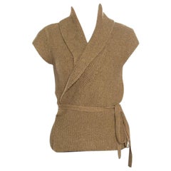 Ralph Lauren Sand Brown Hand Knit Cap Sleeve Wrap Cardigan M