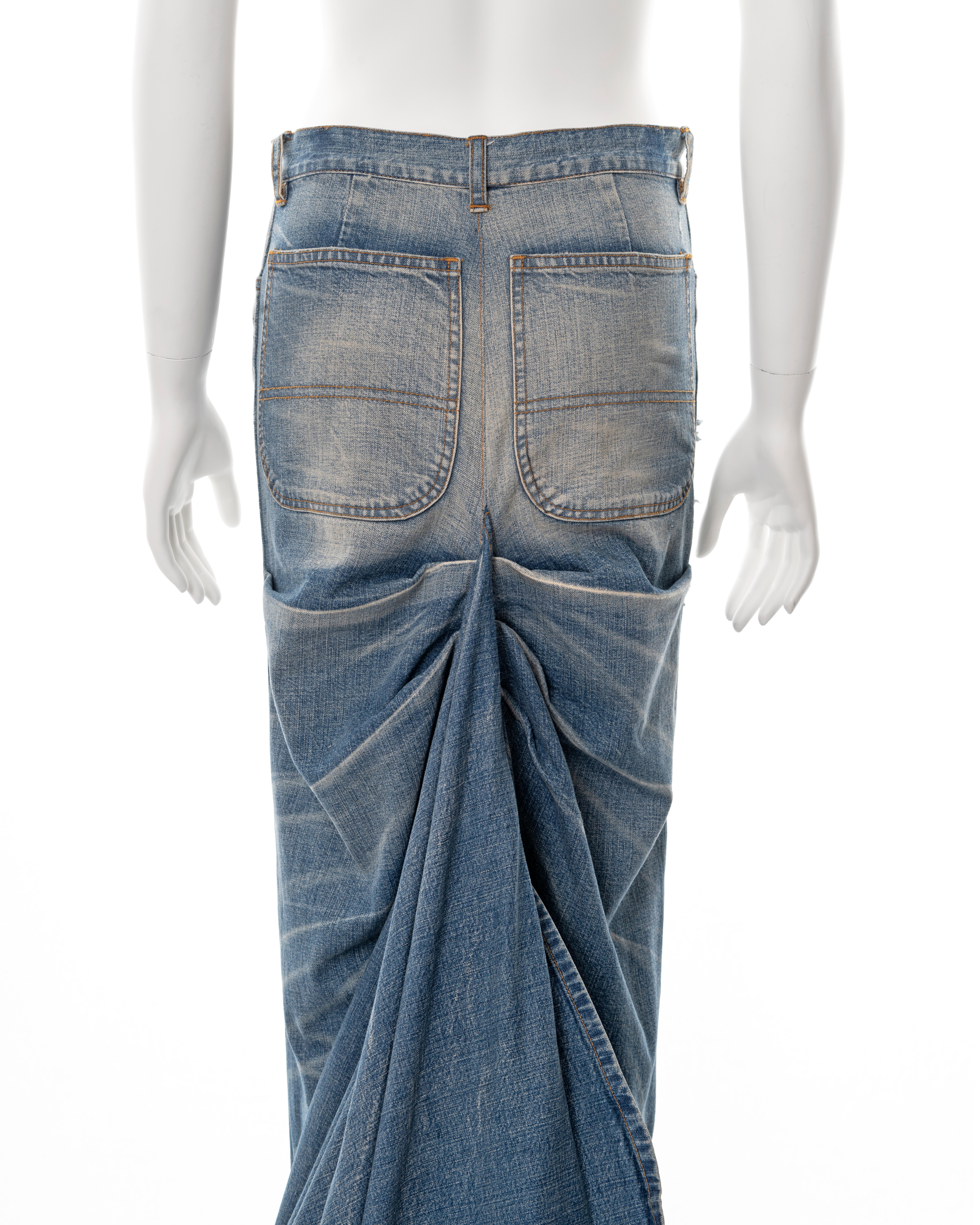 Ralph Lauren sandwashed denim maxi skirt with train, ss 2003 3