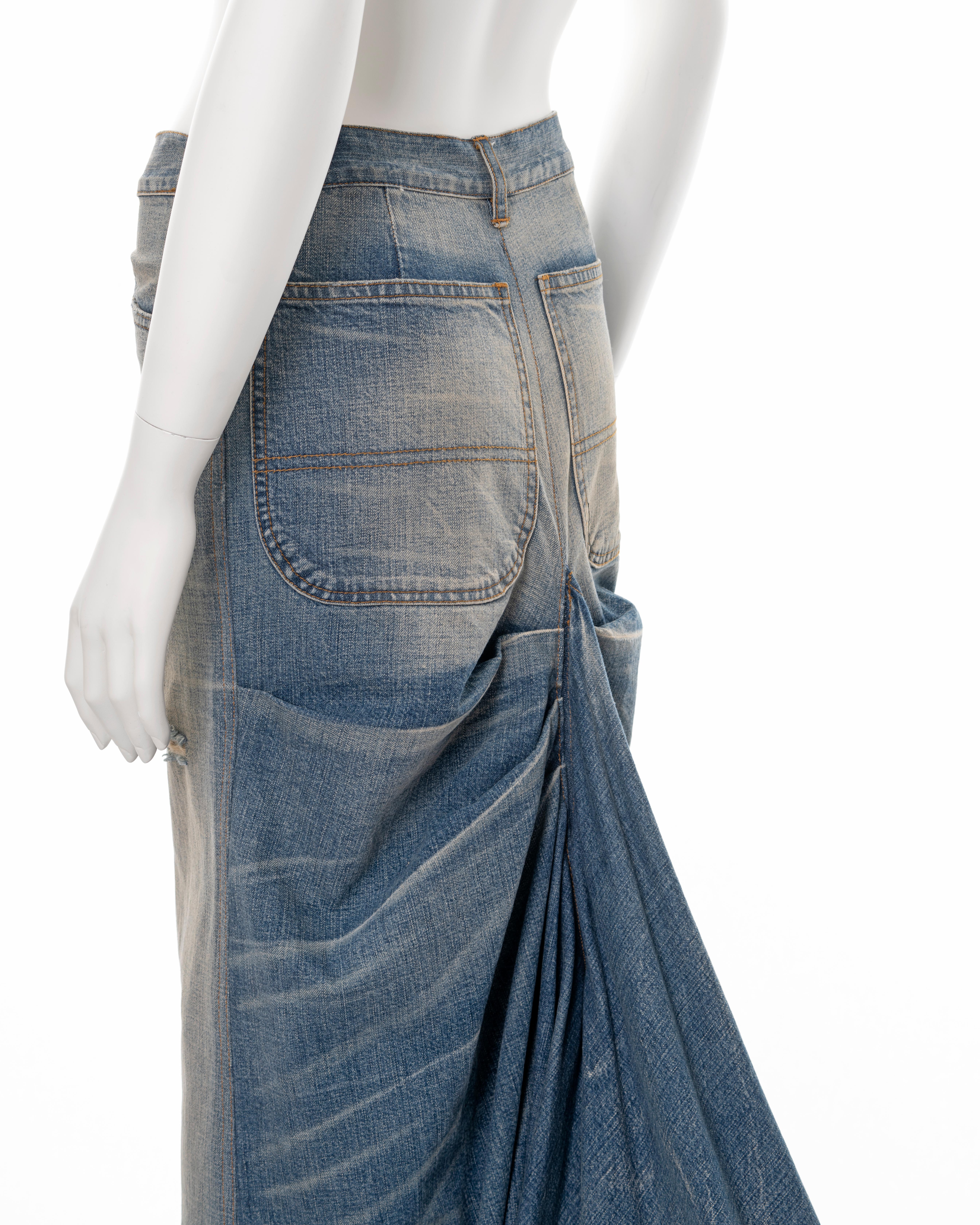 Ralph Lauren sandwashed denim maxi skirt with train, ss 2003 1