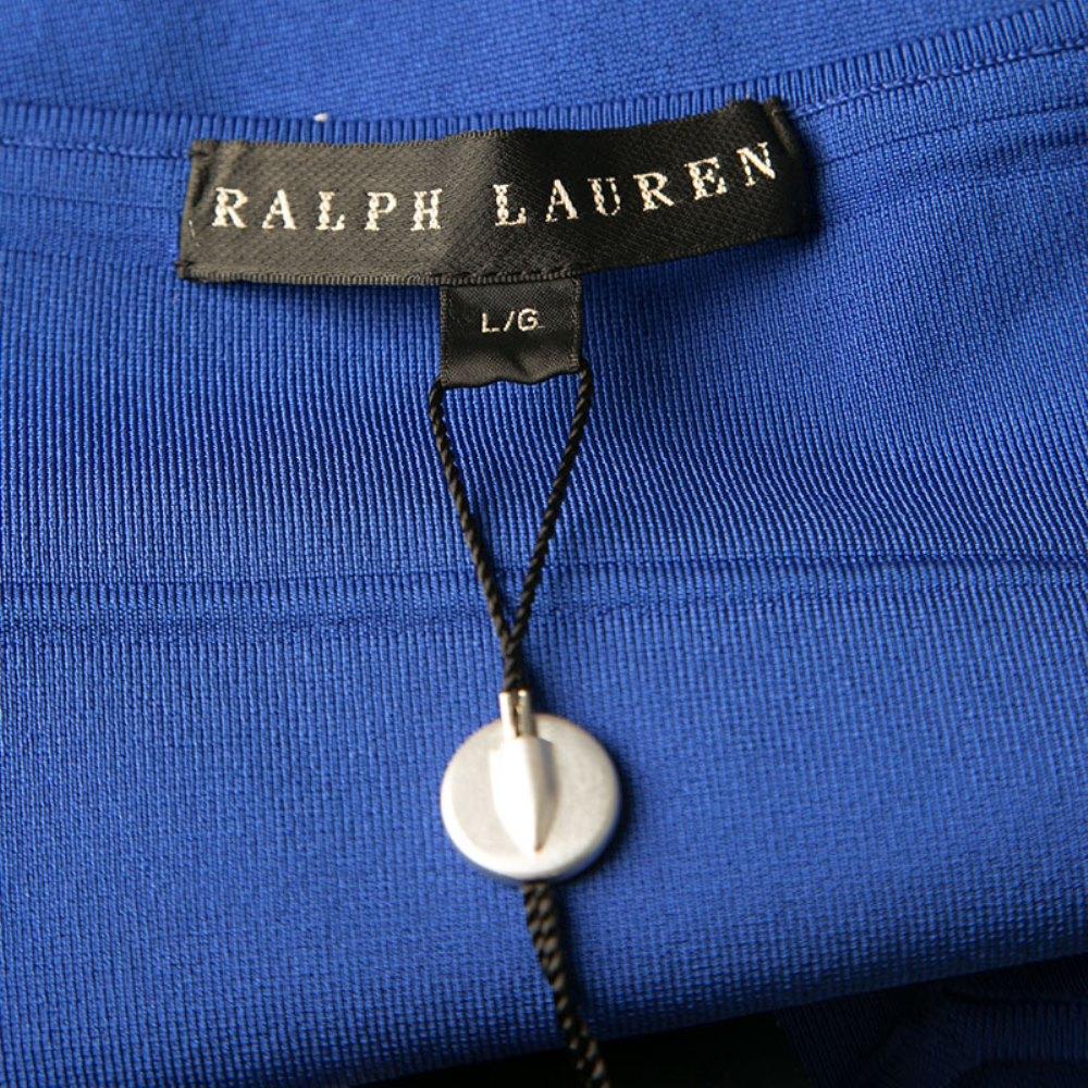 Women's Ralph Lauren Sapphire Blue Short Sleeve Bandage Skater Dress L