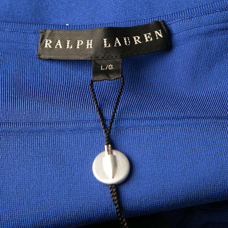 Ralph Lauren Sapphire Blue Short Sleeve Bandage Skater Dress L 2