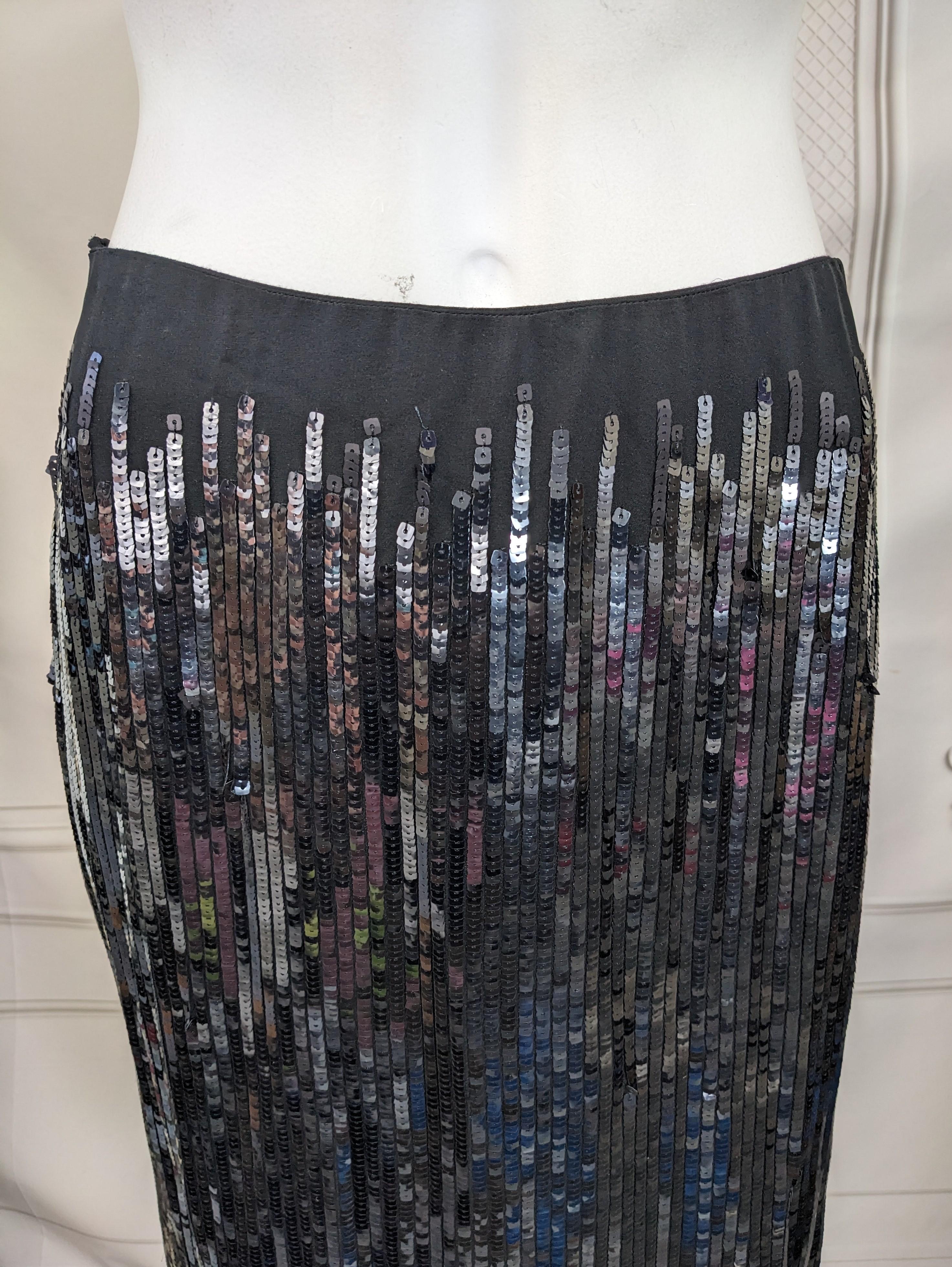 Falda de gasa con adornos de lentejuelas Ralph Lauren, Etiqueta morada Negro en venta