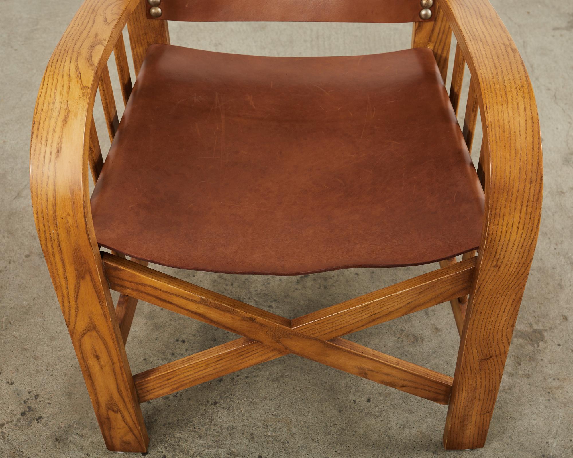 Hand-Crafted Ralph Lauren Sheltering Sky Leather Sling Dining Armchair For Sale