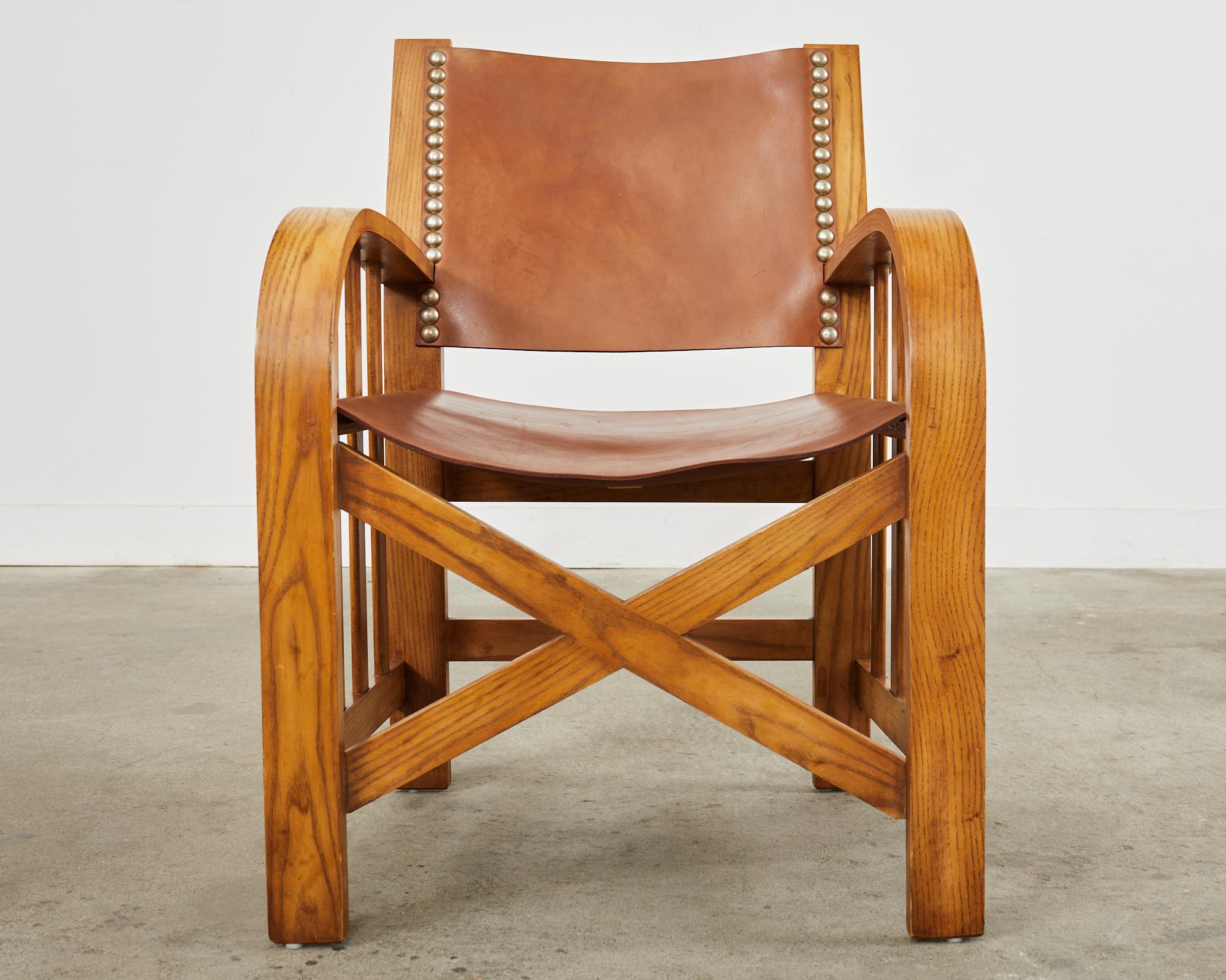 Ralph Lauren Sheltering Sky Leather Sling Dining Armchair In Good Condition For Sale In Rio Vista, CA