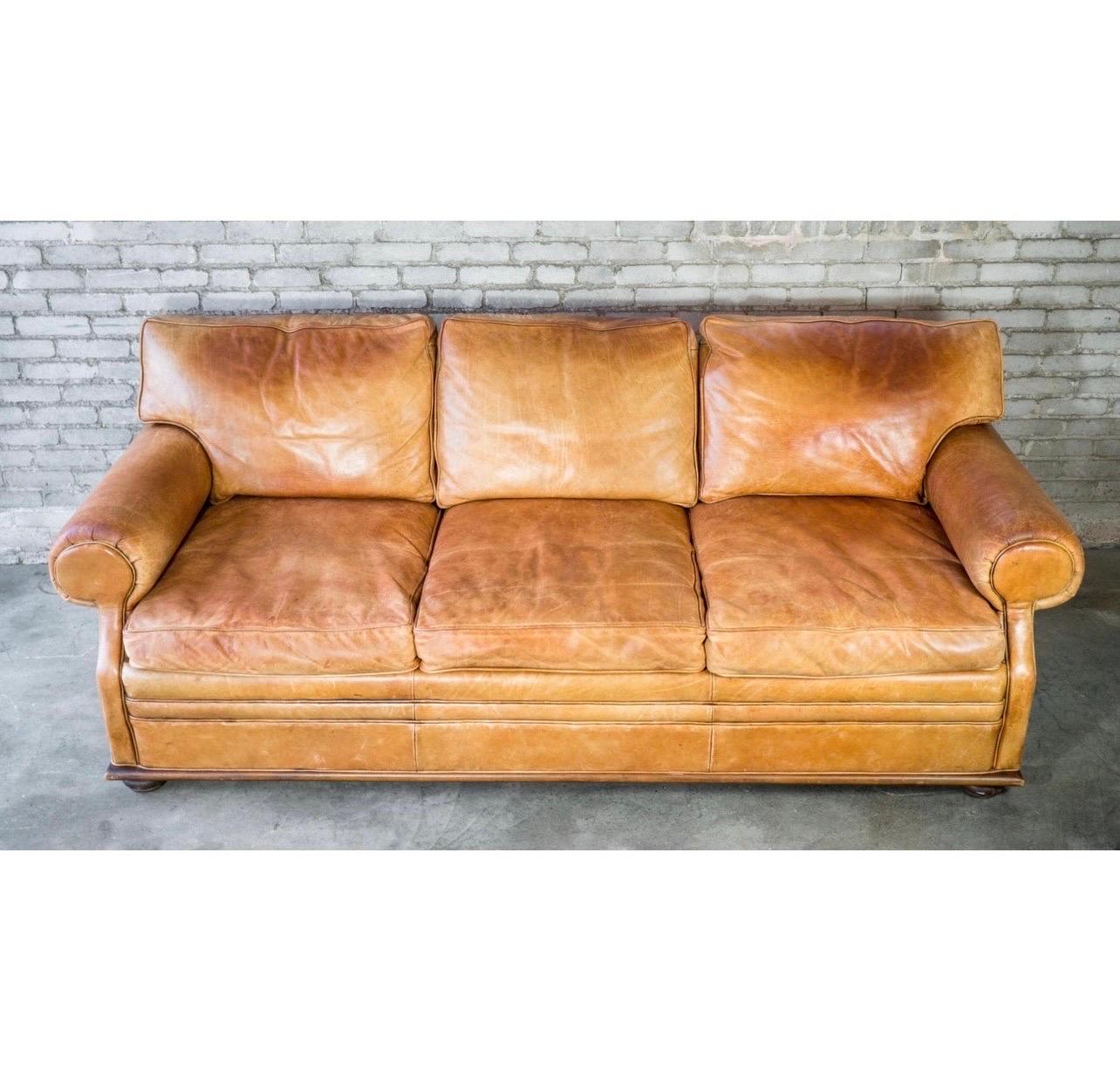 Ralph Lauren Signed Late 20th Century Saddle Leather Sofa 5