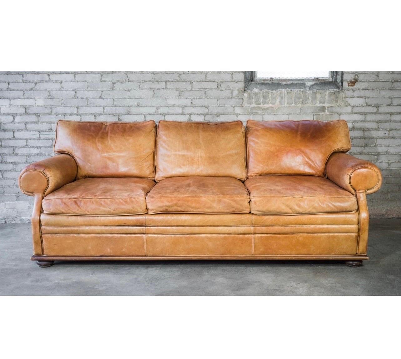 Ralph Lauren Signed Late 20th Century Saddle Leather Sofa 8