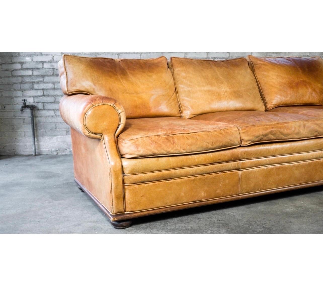 Ralph Lauren Signed Late 20th Century Saddle Leather Sofa In Good Condition In West Hartford, CT