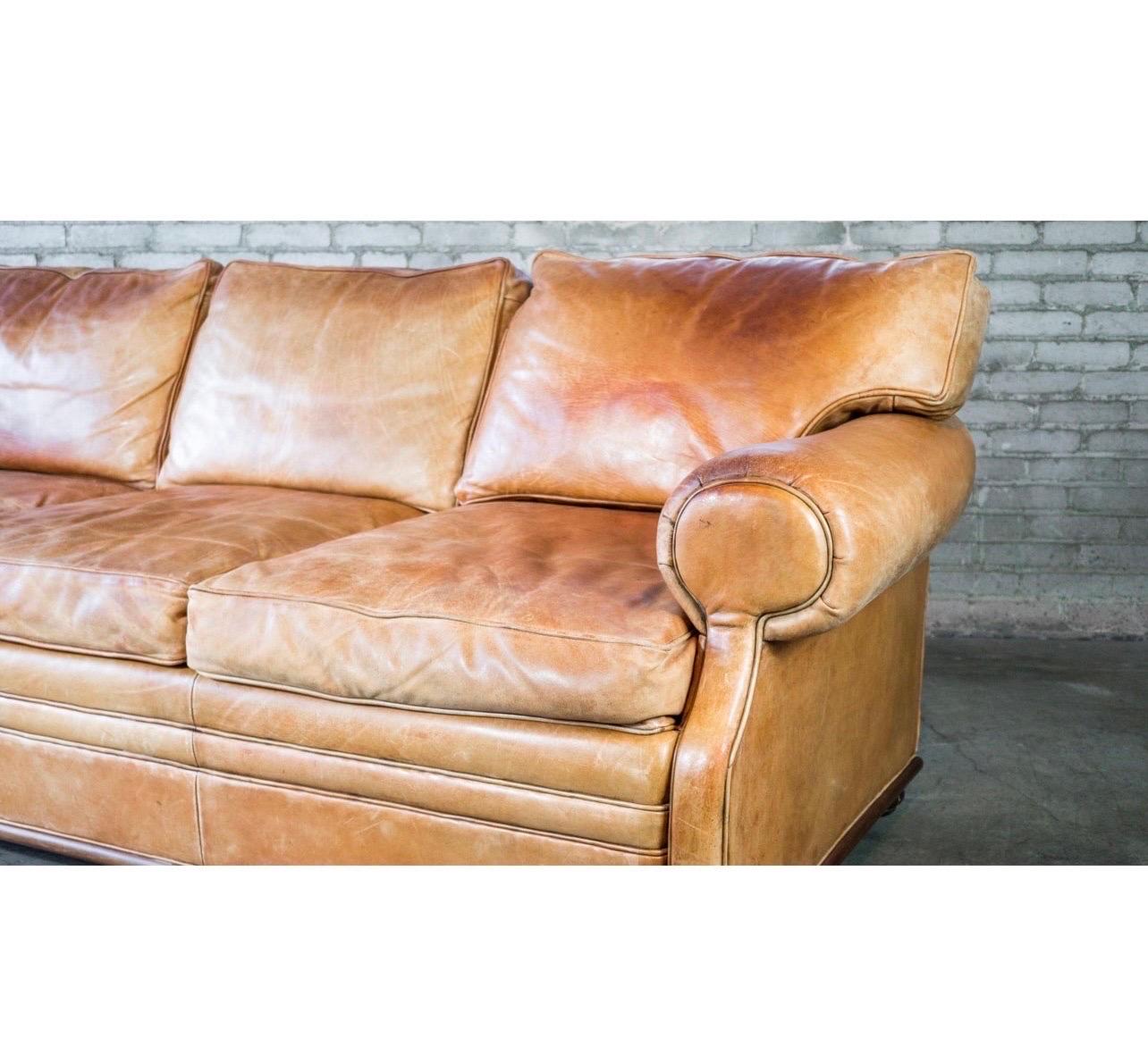 Ralph Lauren Signed Late 20th Century Saddle Leather Sofa 1