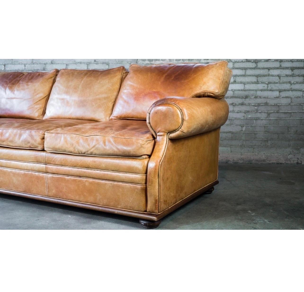 Ralph Lauren Signed Late 20th Century Saddle Leather Sofa 2