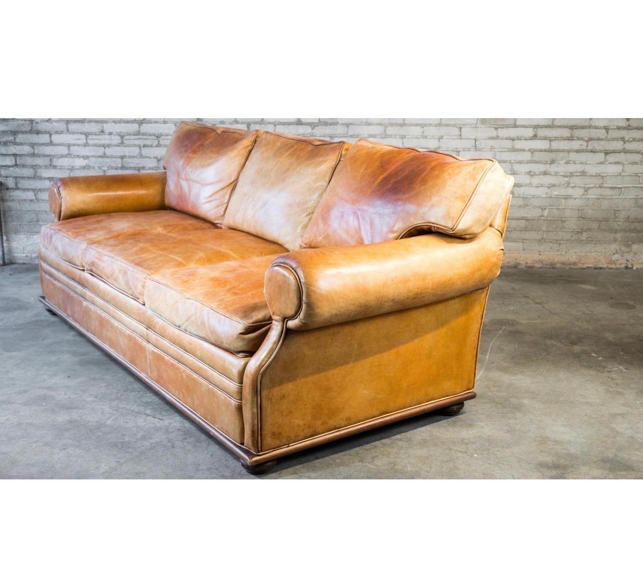 Ralph Lauren Signed Late 20th Century Saddle Leather Sofa 3