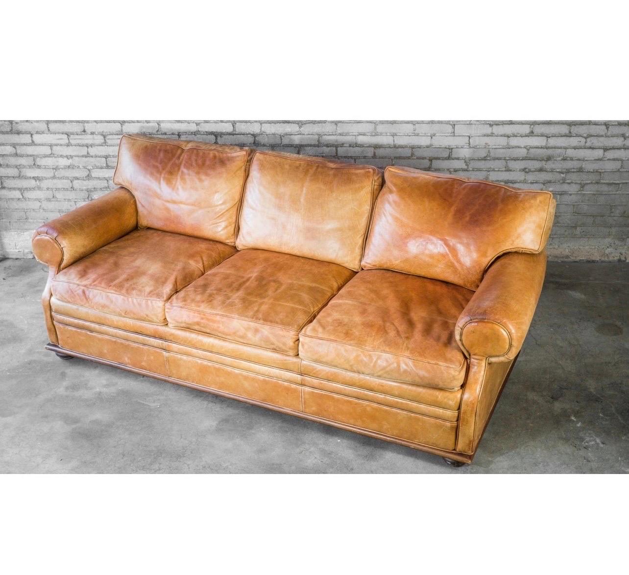 Ralph Lauren Signed Late 20th Century Saddle Leather Sofa 4