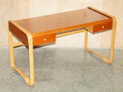 RALPH LAUREN SIGNED & STAMPED MADE IN ITALY LEATHER & MAPLE WRiTING TABLE DESK
