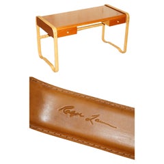 RALPH LAUREN SIGNED & STAMPED MADE IN ITALY LEATHER & MAPLE WRiTING TABLE DESK