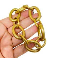 RALPH LAUREN signed vintage gold tone massive chain link designer bracelet