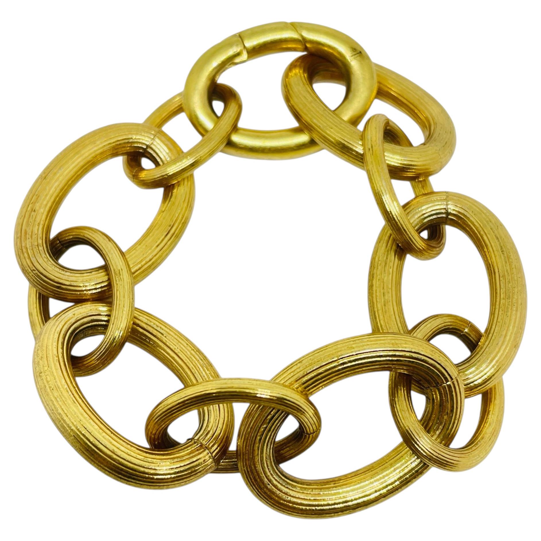 RALPH LAUREN signed vintage gold tone massive chain link designer bracelet For Sale