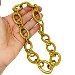 RALPH LAUREN signed vintage gold tone massive chain link designer necklace