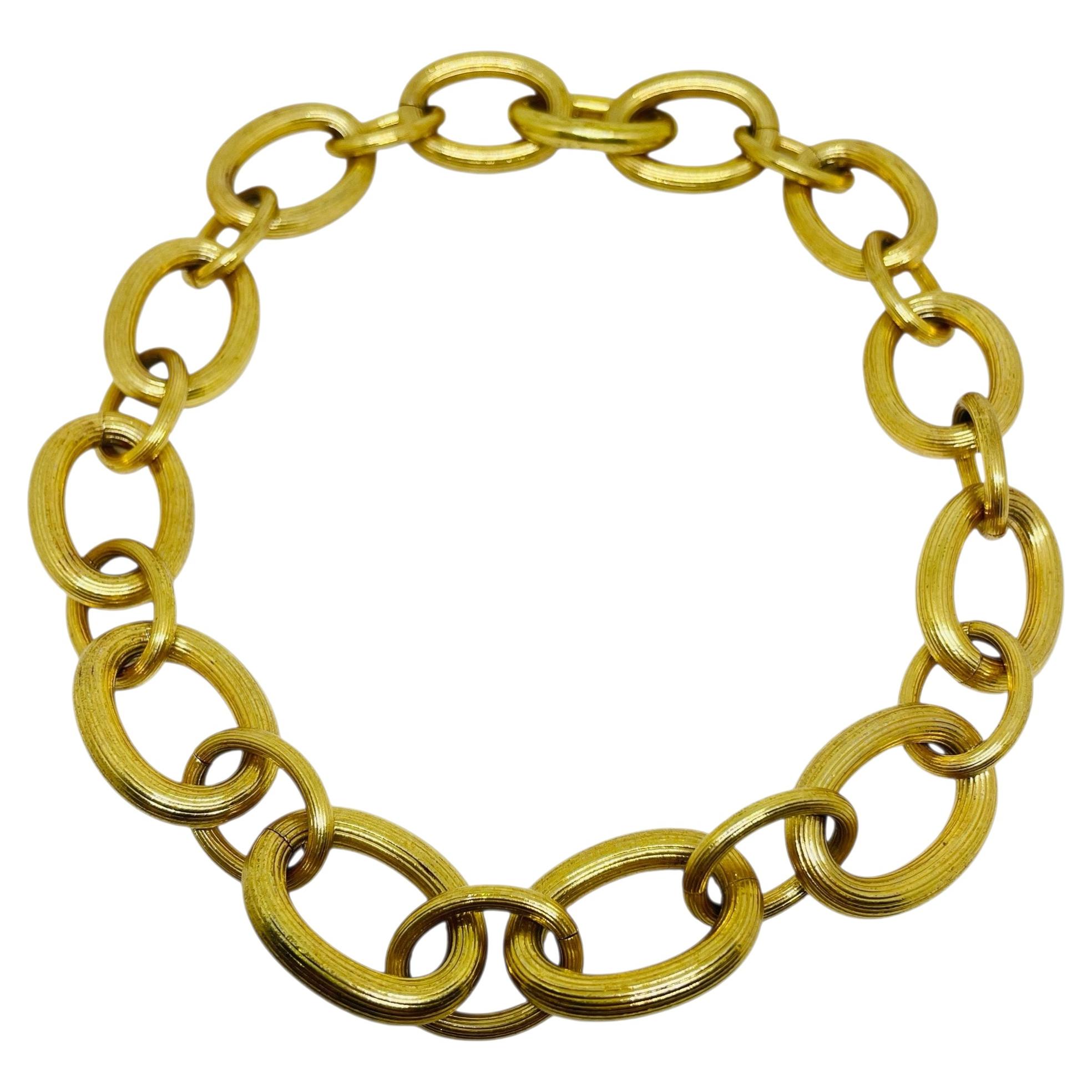 RALPH LAUREN signed vintage gold tone massive chain link designer necklace