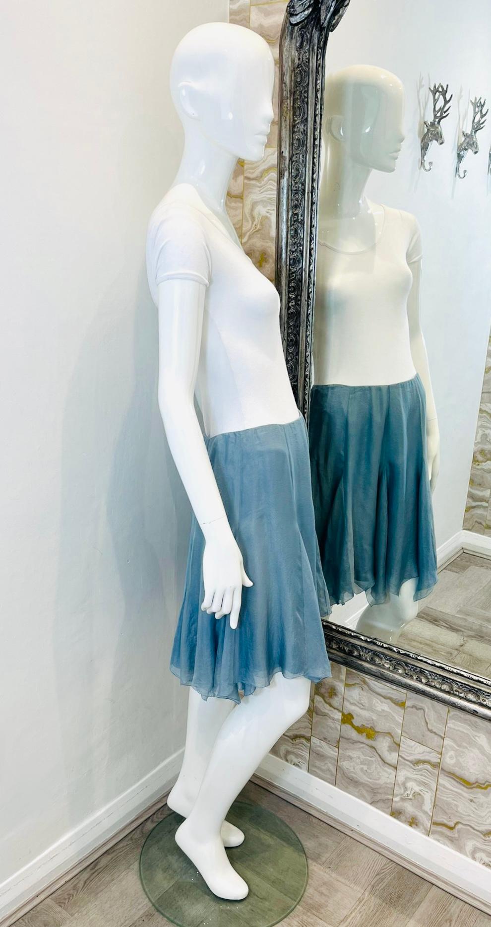 Bleu Ralph Lauren - Jupe trapèze en soie en vente