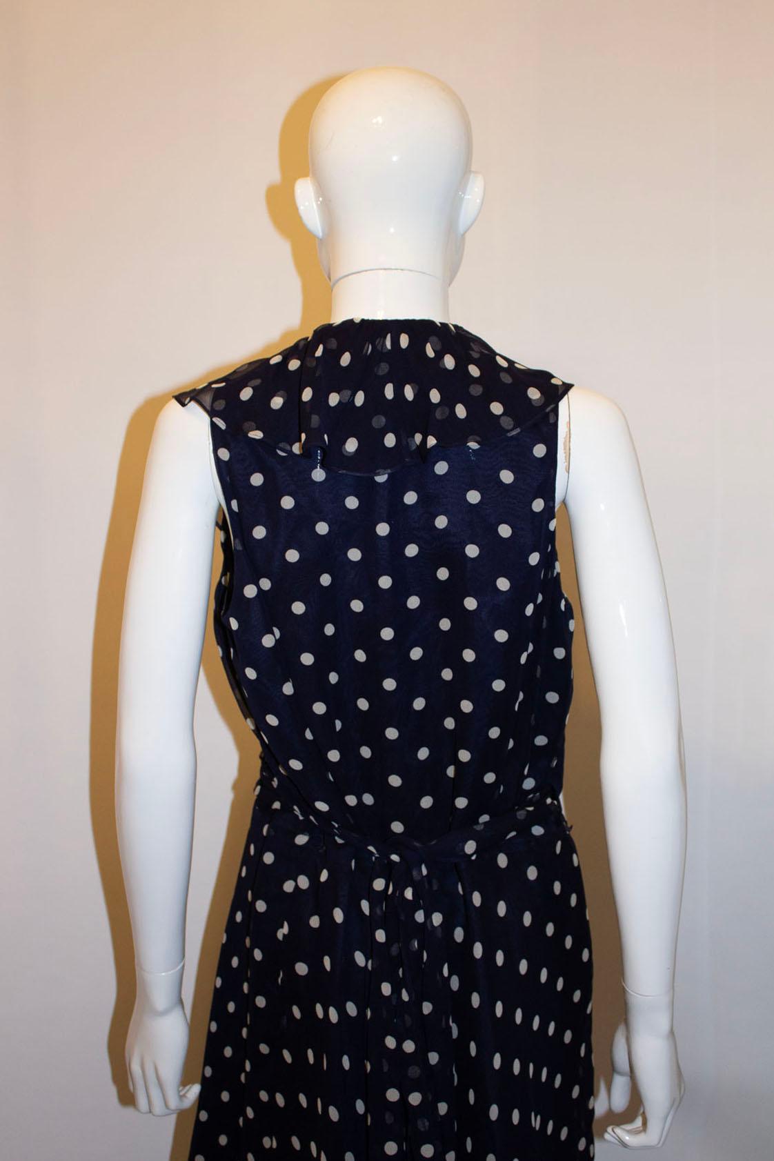 Ralph Lauren Silk  Blue and White Spot Dress In Good Condition For Sale In London, GB