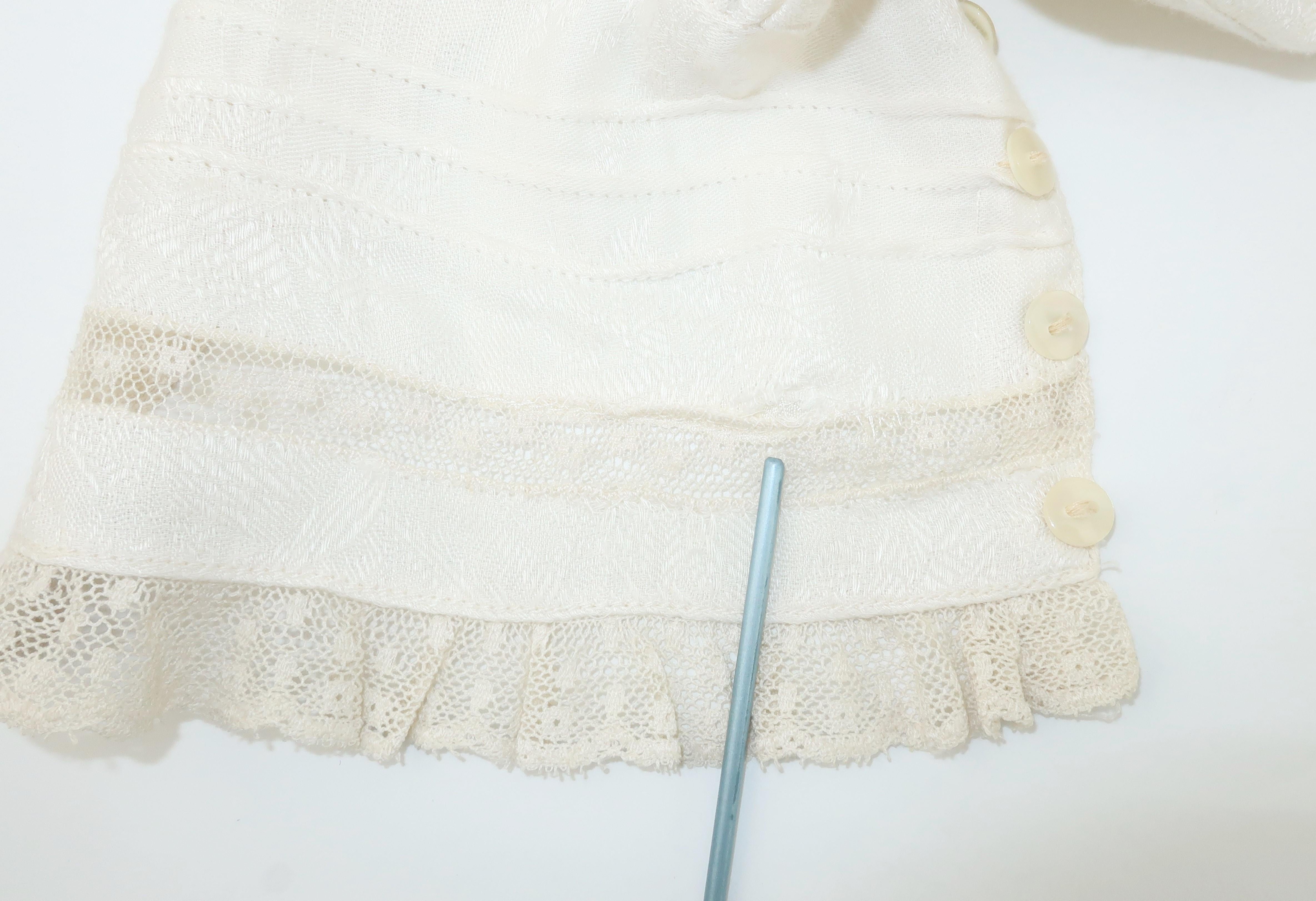 Ralph Lauren Seide & Baumwolle Jacquard geraffte Spitzenbluse:: 1970er Jahre 5