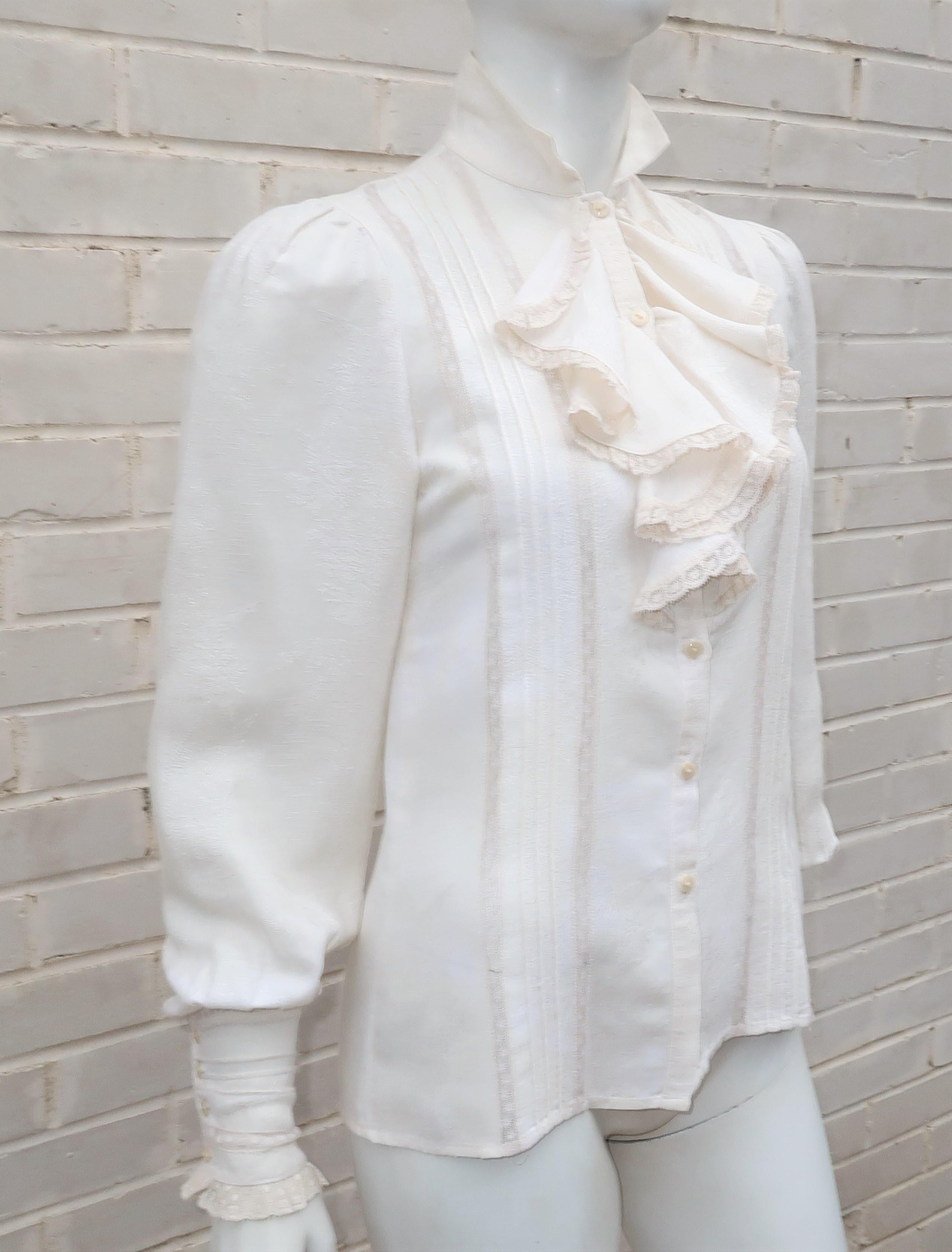 ralph lauren white ruffle blouse