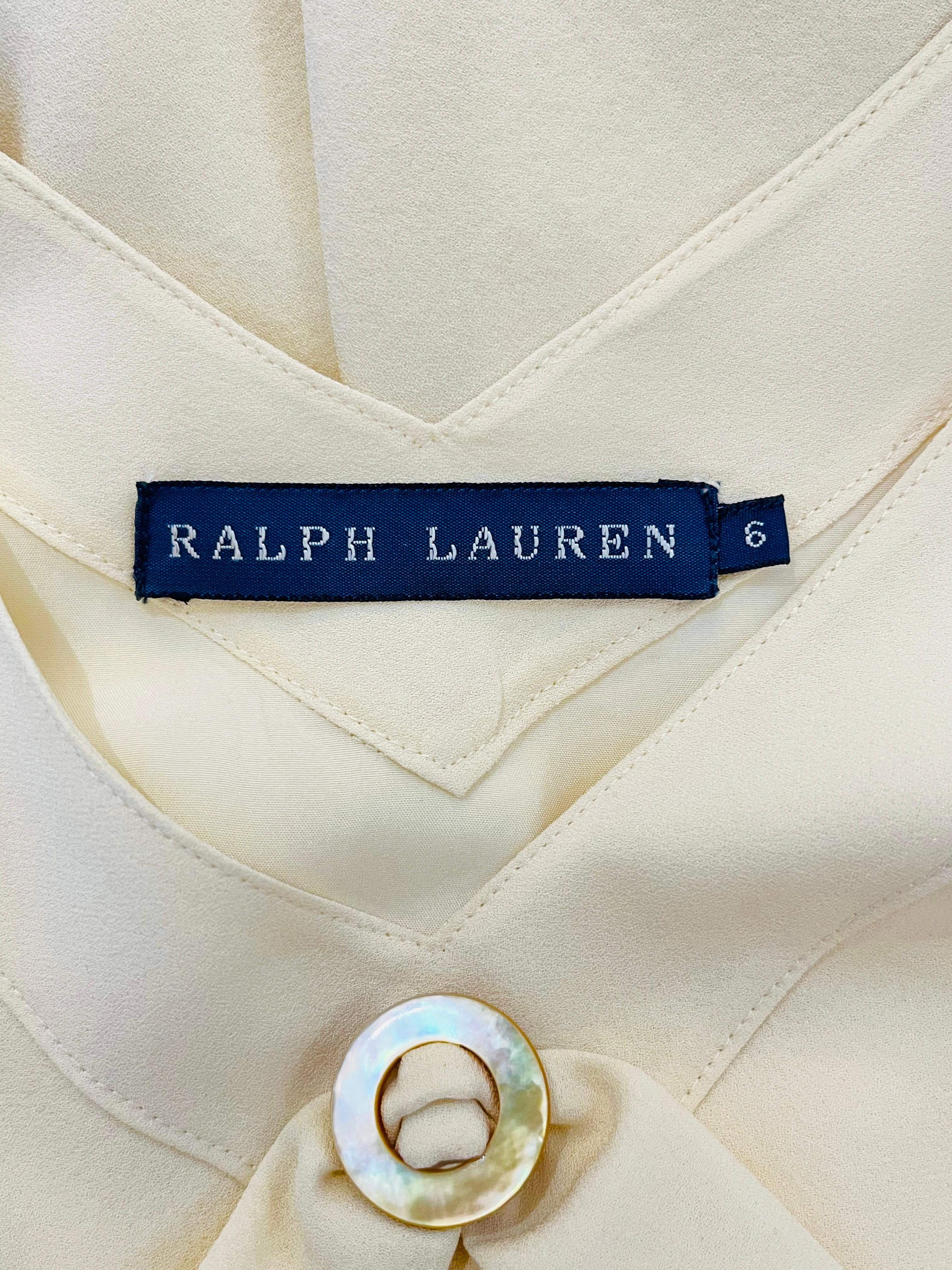 Ralph Lauren Silk Dress With Mother-Of-Pearl Details For Sale 1