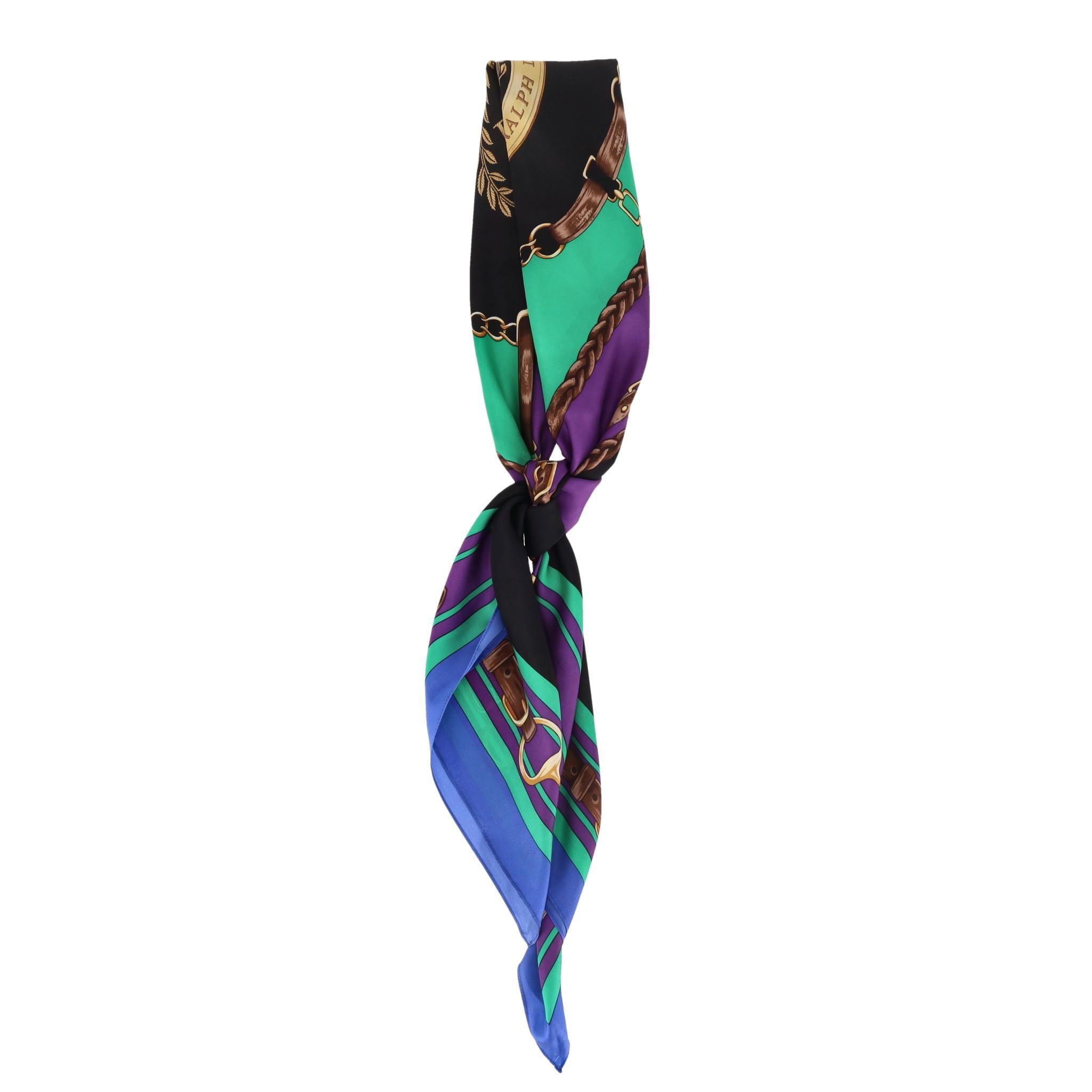 Black Ralph Lauren Silk Equestrian Scarf For Sale