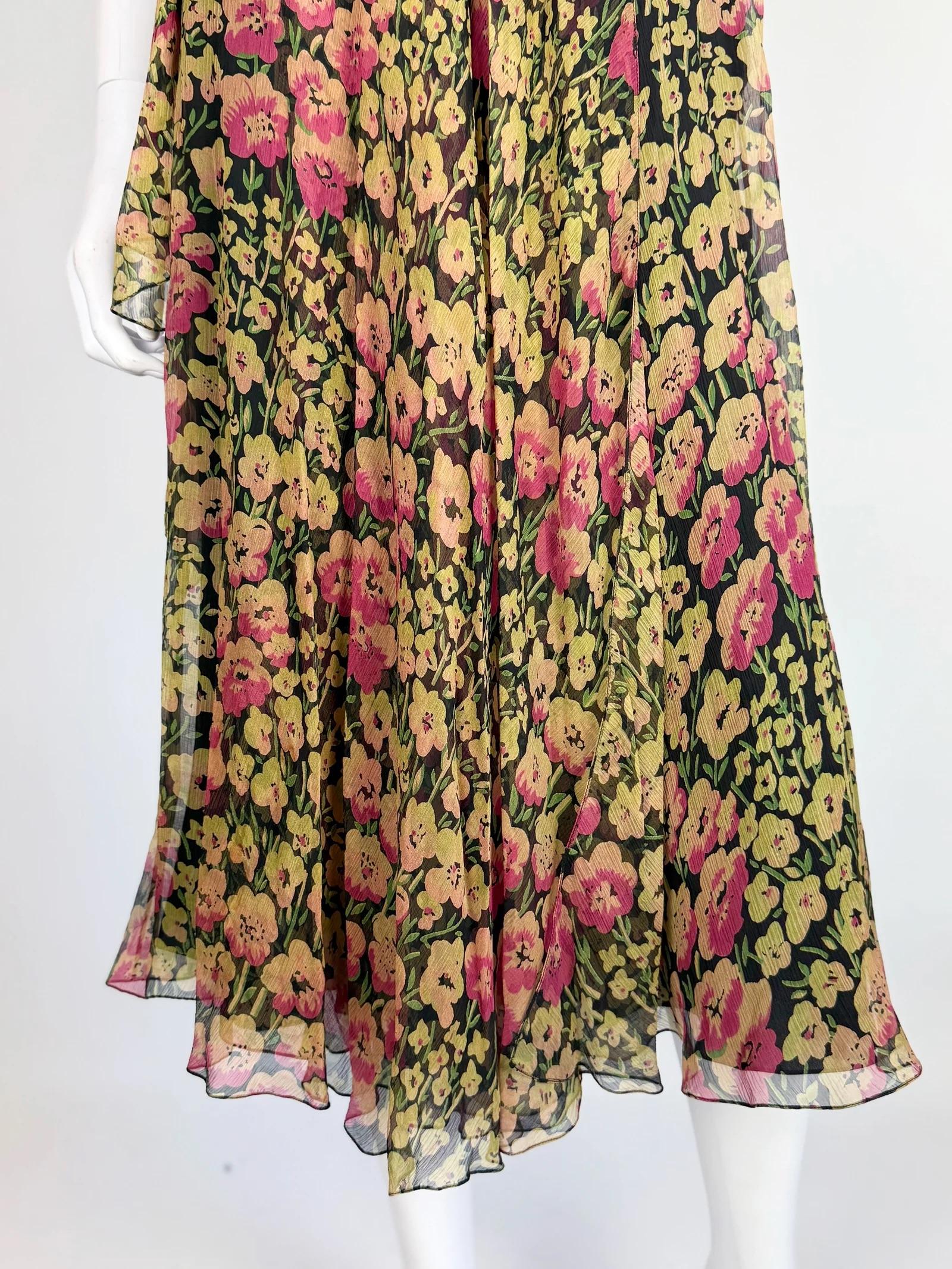 Robe florale en soie Ralph Lauren, FW 2010 Pour femmes en vente