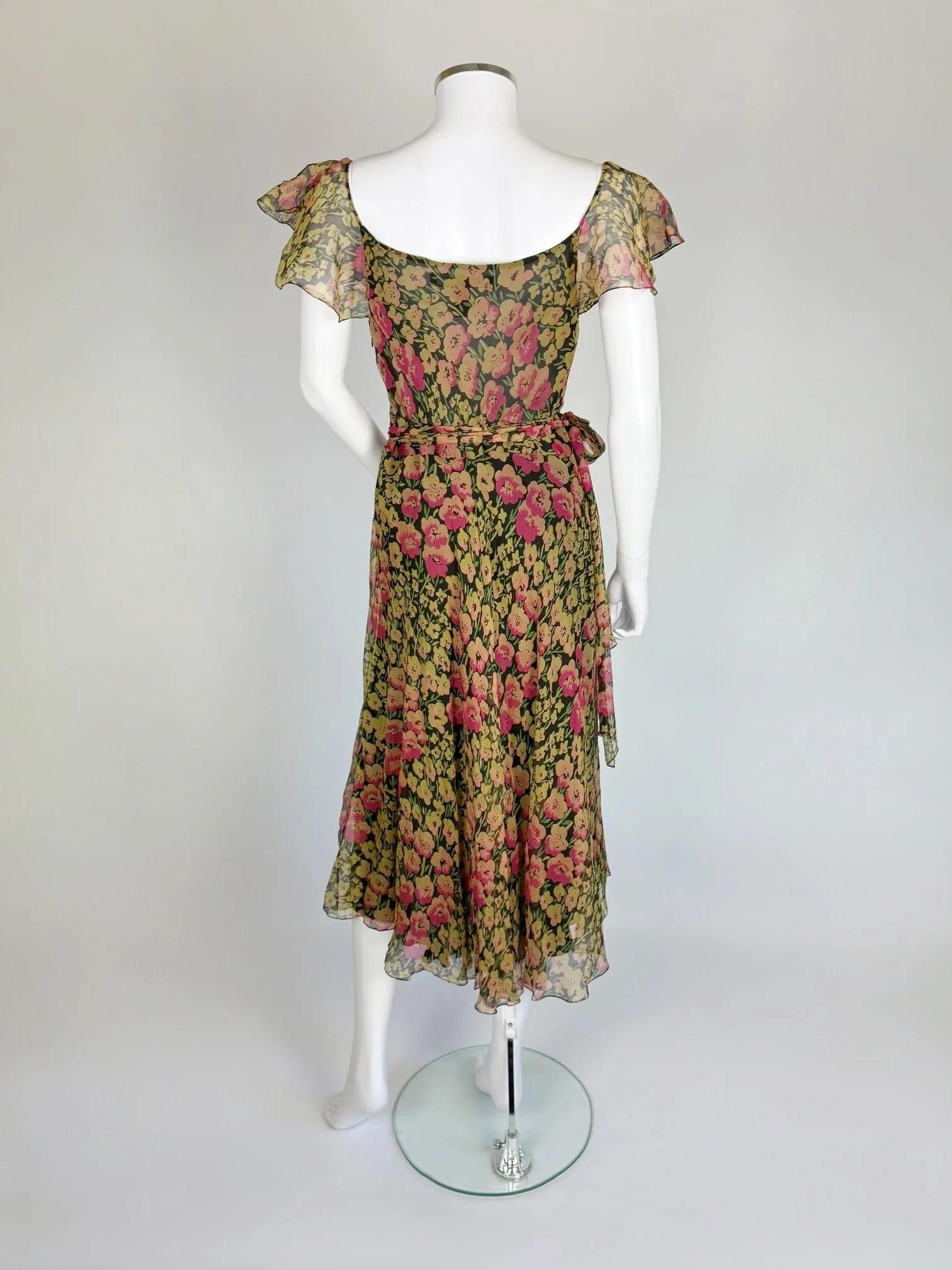 Robe florale en soie Ralph Lauren, FW 2010 en vente 2