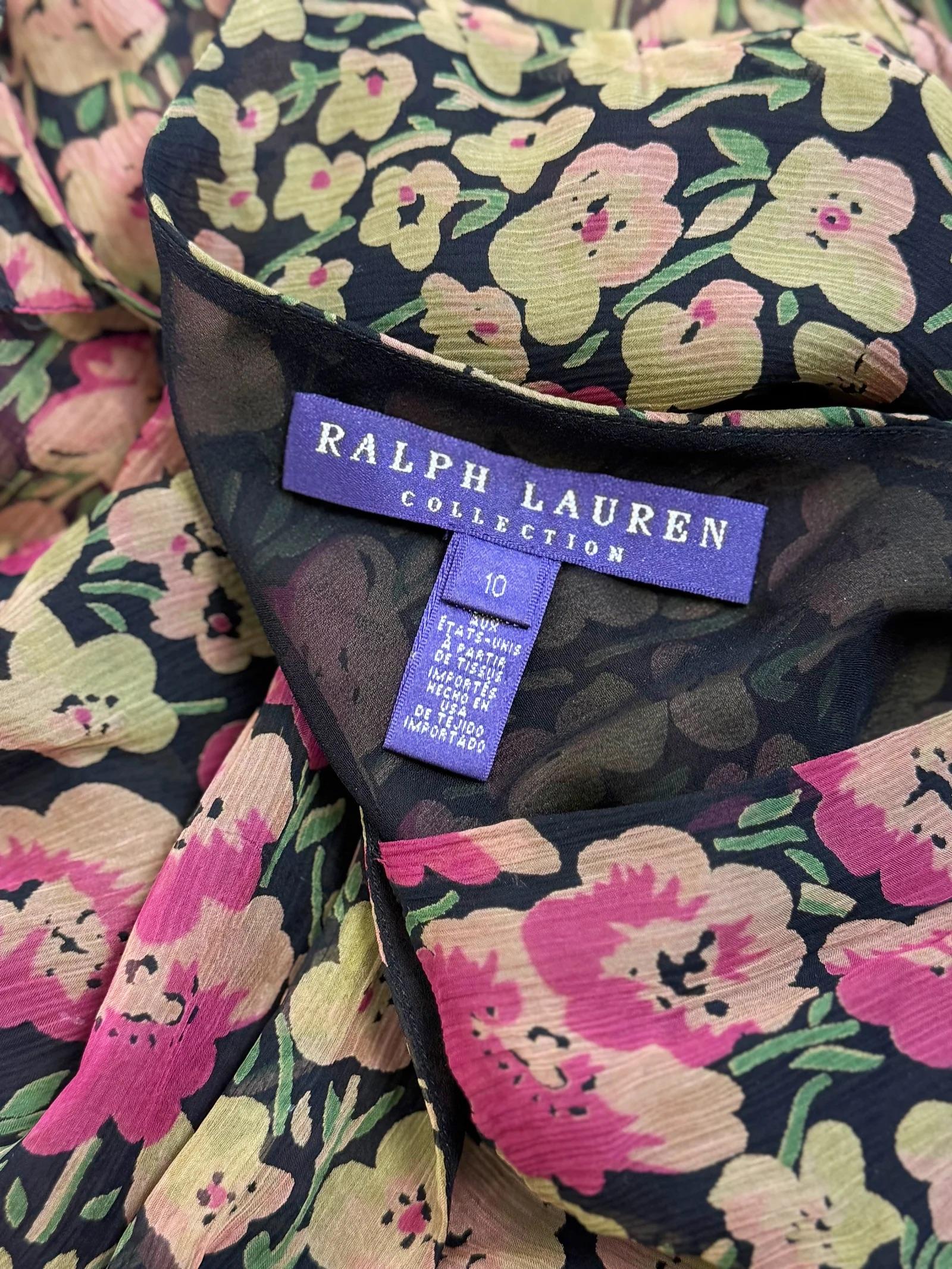 Robe florale en soie Ralph Lauren, FW 2010 en vente 4