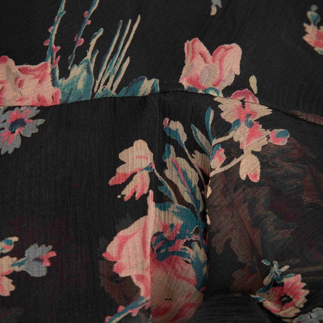 Ralph Lauren Silk Sheer Floral Ruffle Trim Dress Size M In Good Condition For Sale In London, GB