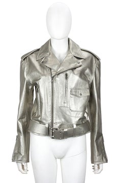 Ralph Lauren Silver Leather Motorcycle Jacket