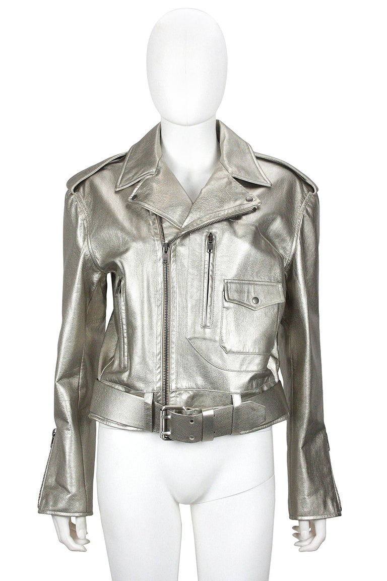 Ralph Lauren Silver Leather Motorcycle Jacket For Sale at 1stDibs | silver  leather jacket, ralph silver, ralph lauren silver jacket