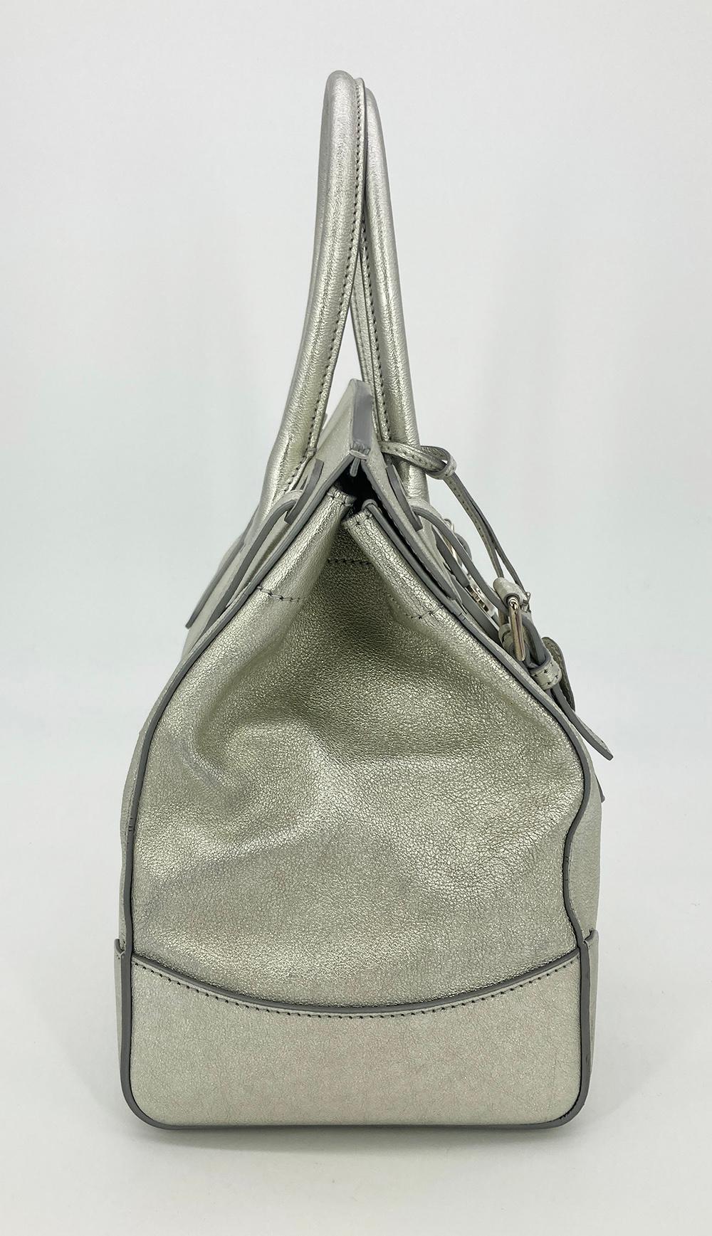 Ralph Lauren Rickey-Tasche aus silbernem Leder im Angebot 3