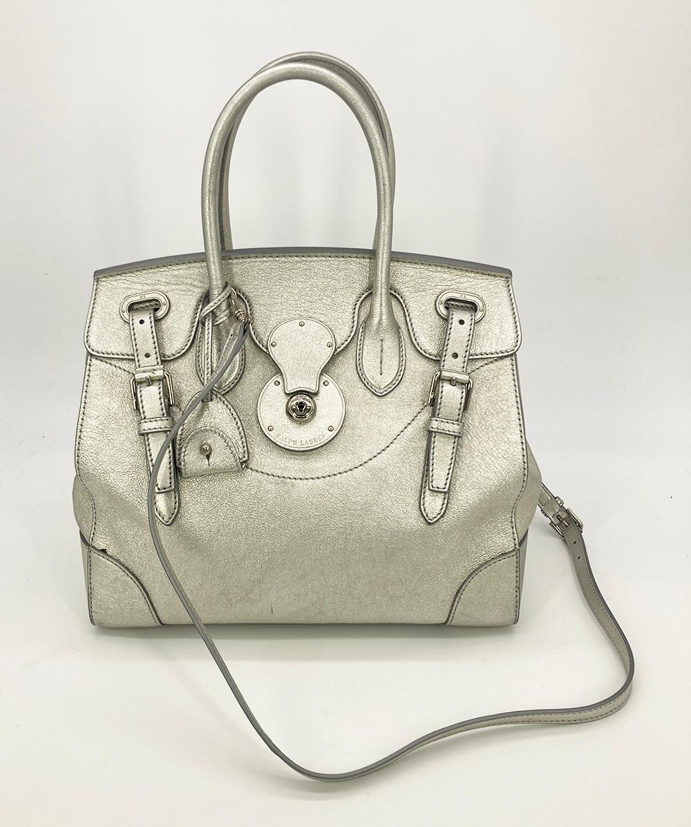 Ralph Lauren Silver Leather Rickey Bag For Sale 2