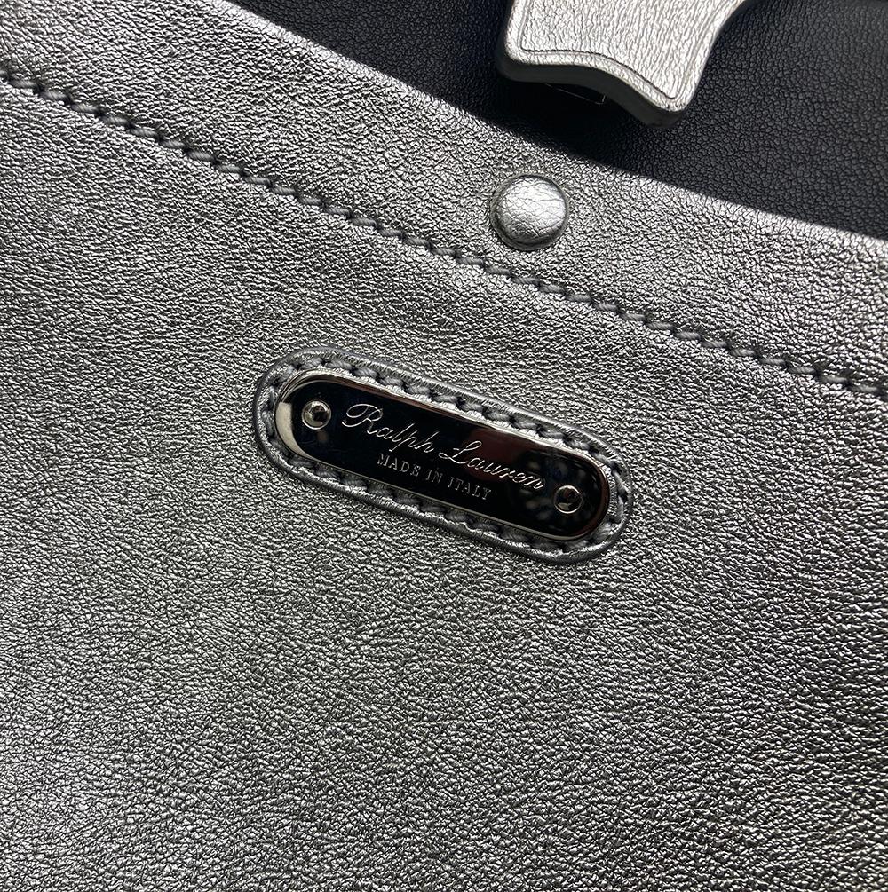 Ralph Lauren Rickey-Tasche aus silbernem Leder im Angebot 1