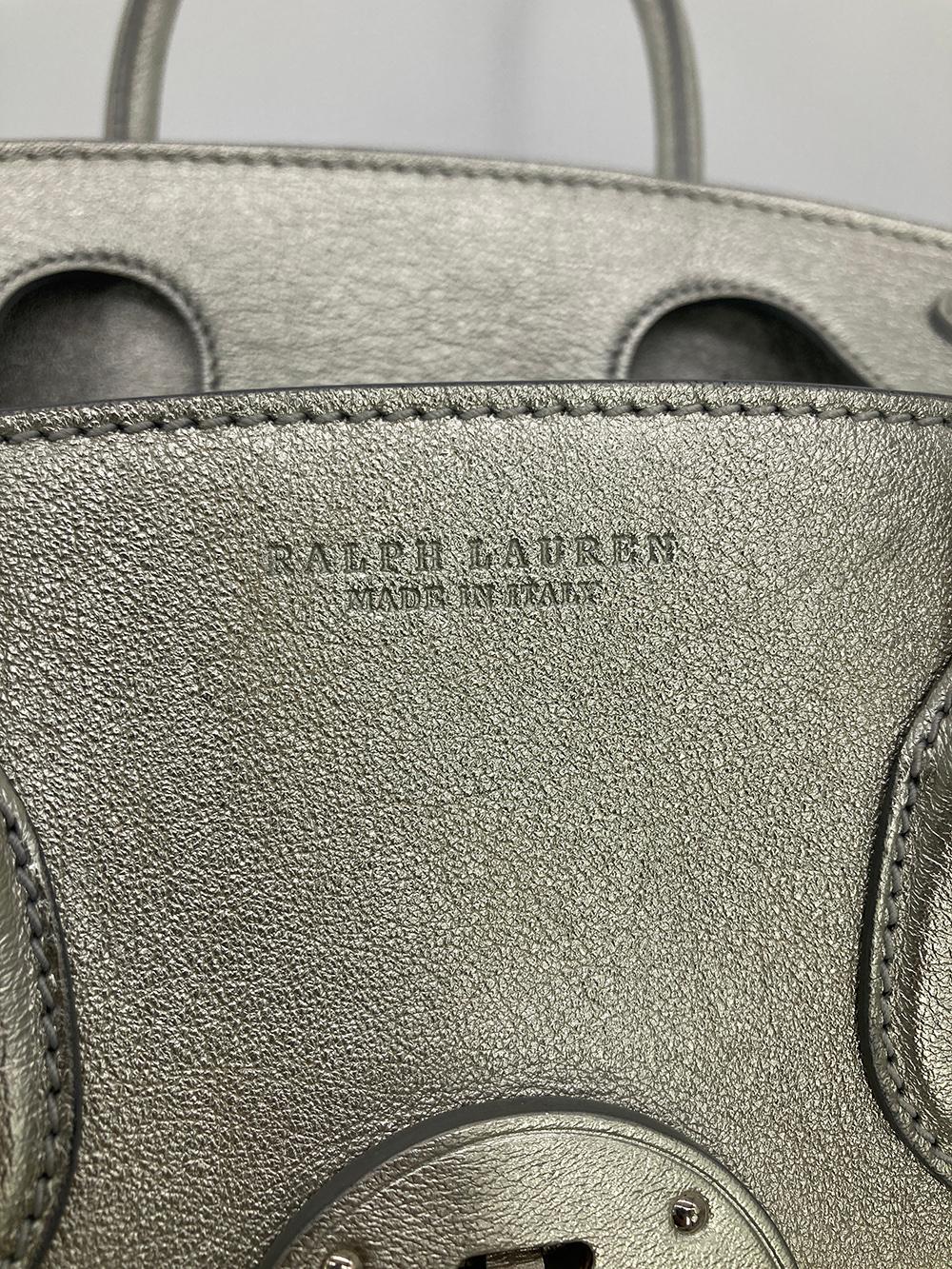 Ralph Lauren Rickey-Tasche aus silbernem Leder im Angebot 2