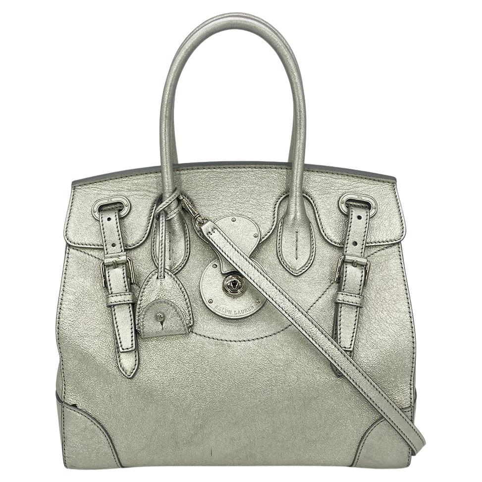 Ralph Lauren Silver Leather Rickey Bag For Sale