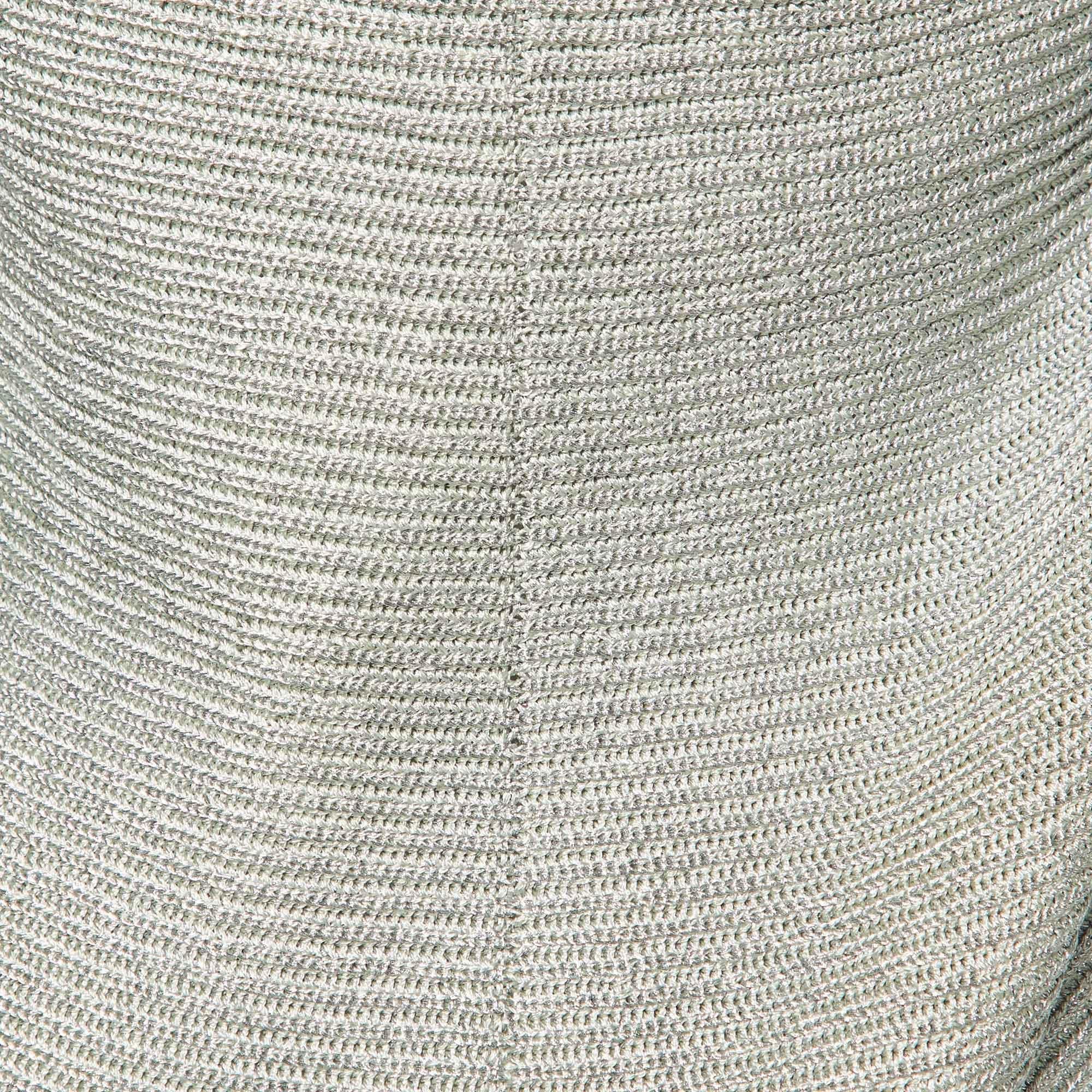 Ralph Lauren Silver Metallic Knit Circle Cardigan M In Excellent Condition For Sale In Dubai, Al Qouz 2