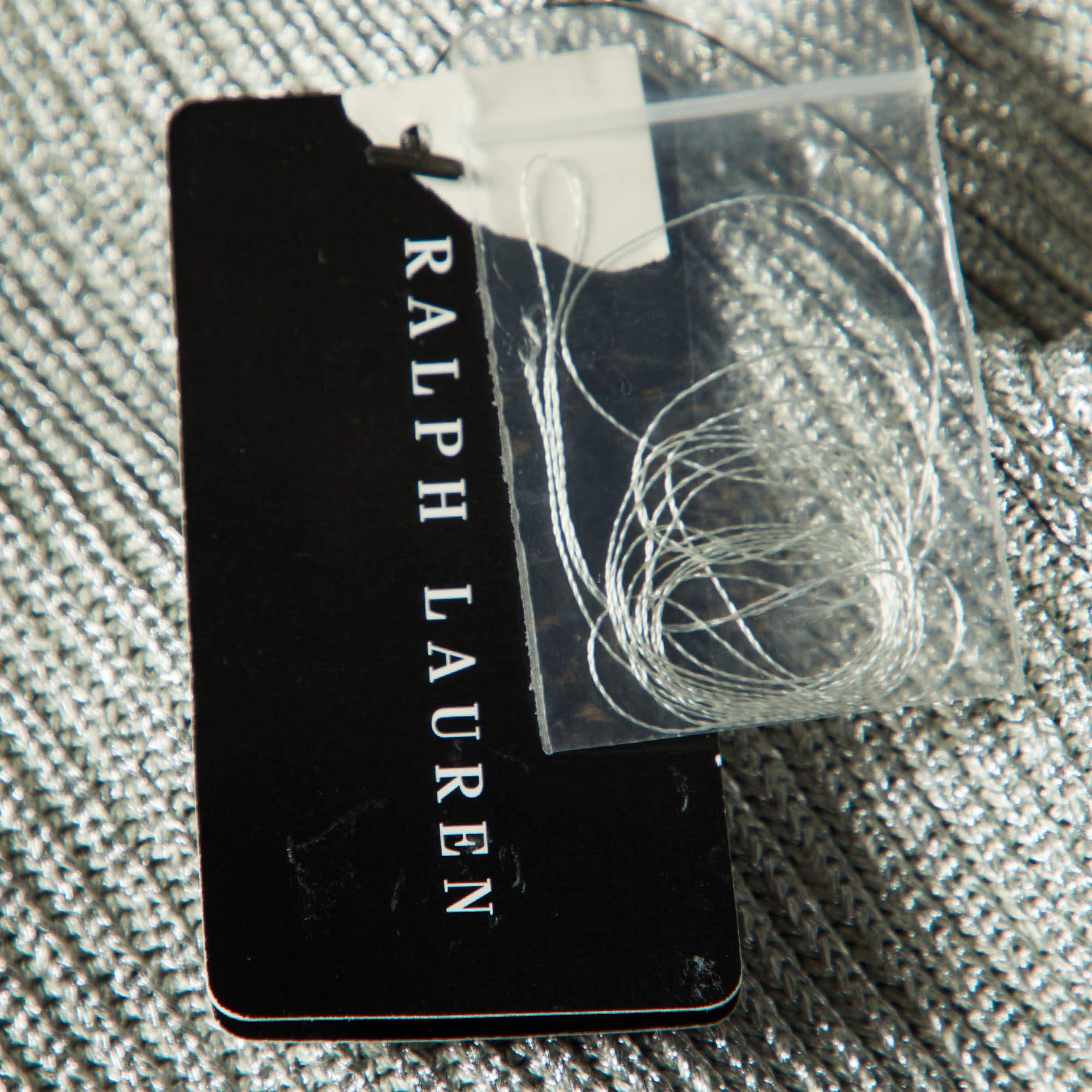 Ralph Lauren Silver Metallic Knit Circle Cardigan M For Sale 2