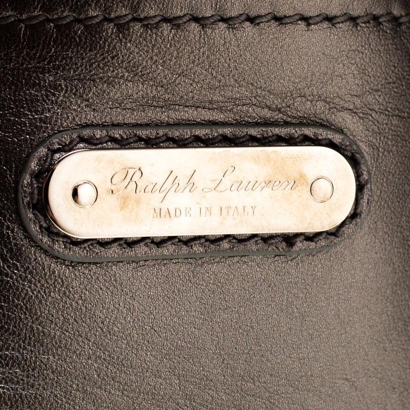 Ralph Lauren Silver Metallic Soft Leather Ricky 33 Top Handle Bag In Good Condition In Dubai, Al Qouz 2