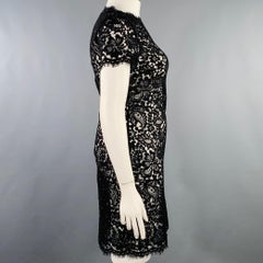 RALPH LAUREN Size 10 Black Cotton Blend Lace Short Sleeve Dress