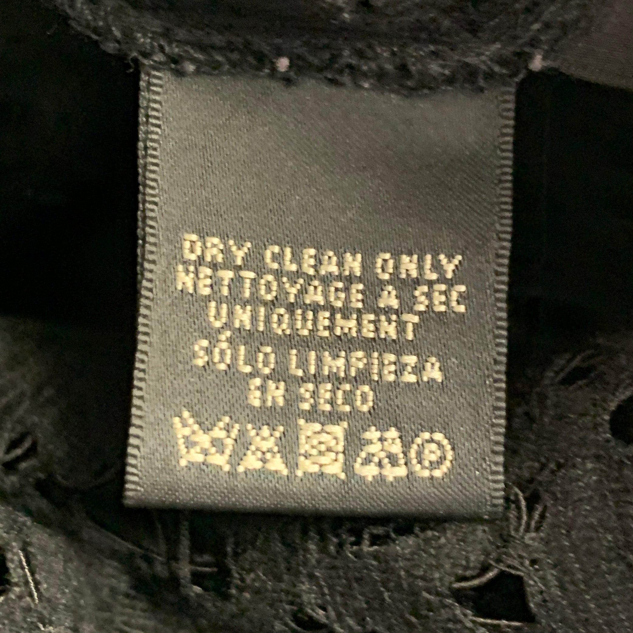 RALPH LAUREN Size 10 Black Cotton Blend Lace Short Sleeve Dress For Sale 2