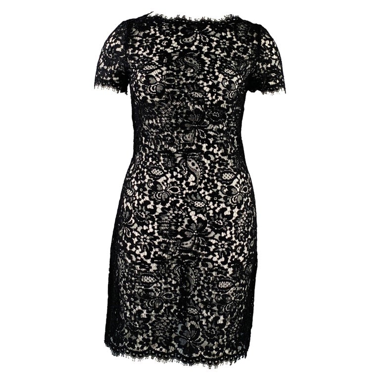 knee length dresses for ladies RALPH LAUREN Size 10 Black Cotton Blend Lace Short Sleeve Dress – Sui  Generis Designer Consignment