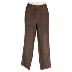 RALPH LAUREN Size 10 Brown White Linen Contrast Stitch Jean Casual Pants